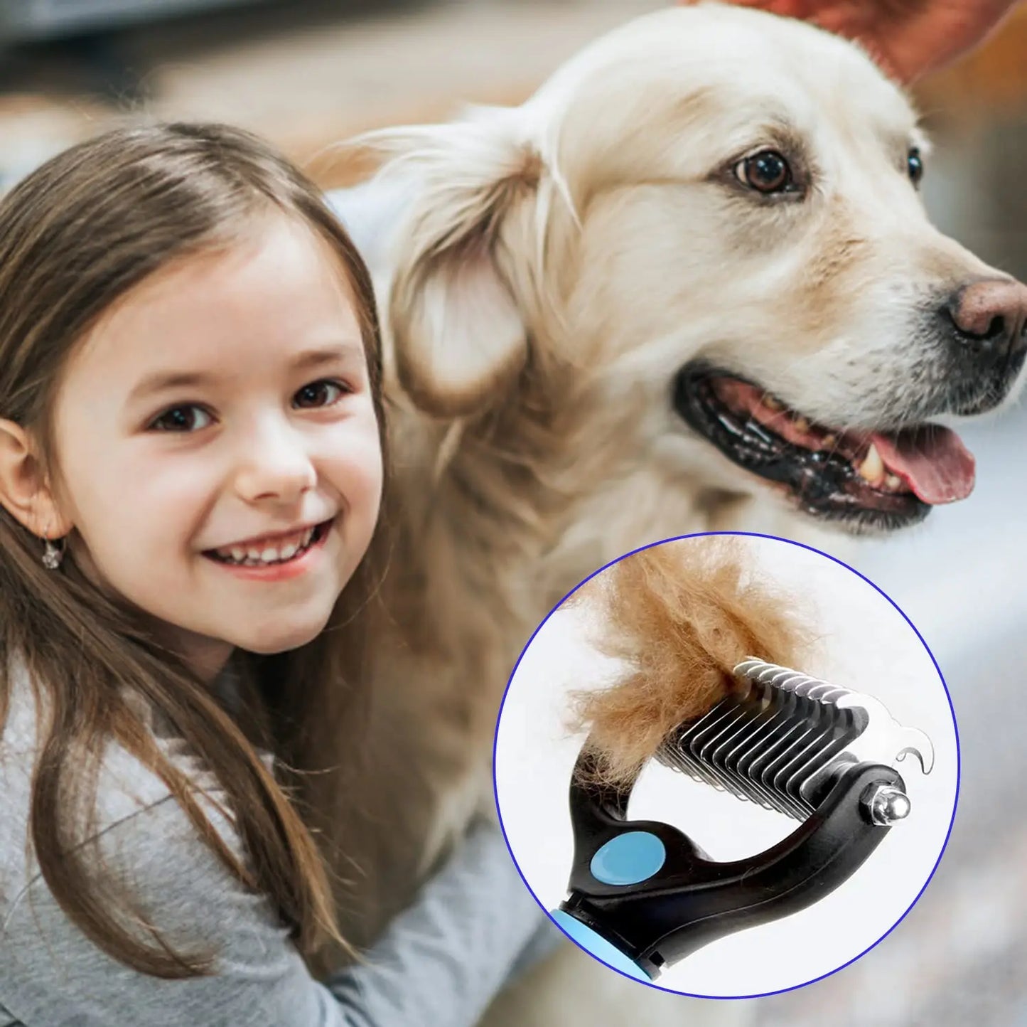 Cepillo profesional para eliminar el pelo muerto de perros y gatos. El proceso de deslanado reduce el estrés y ayuda a detectar problemas de piel en nuestra mascota.