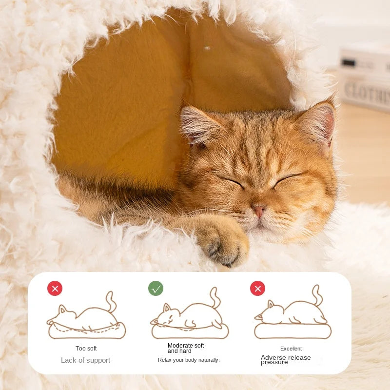 Cama antiestrés tipo cueva. Los gatos necesitan espacios cerrados para sentirse seguros, esta cama recrea ese entorno natural.
