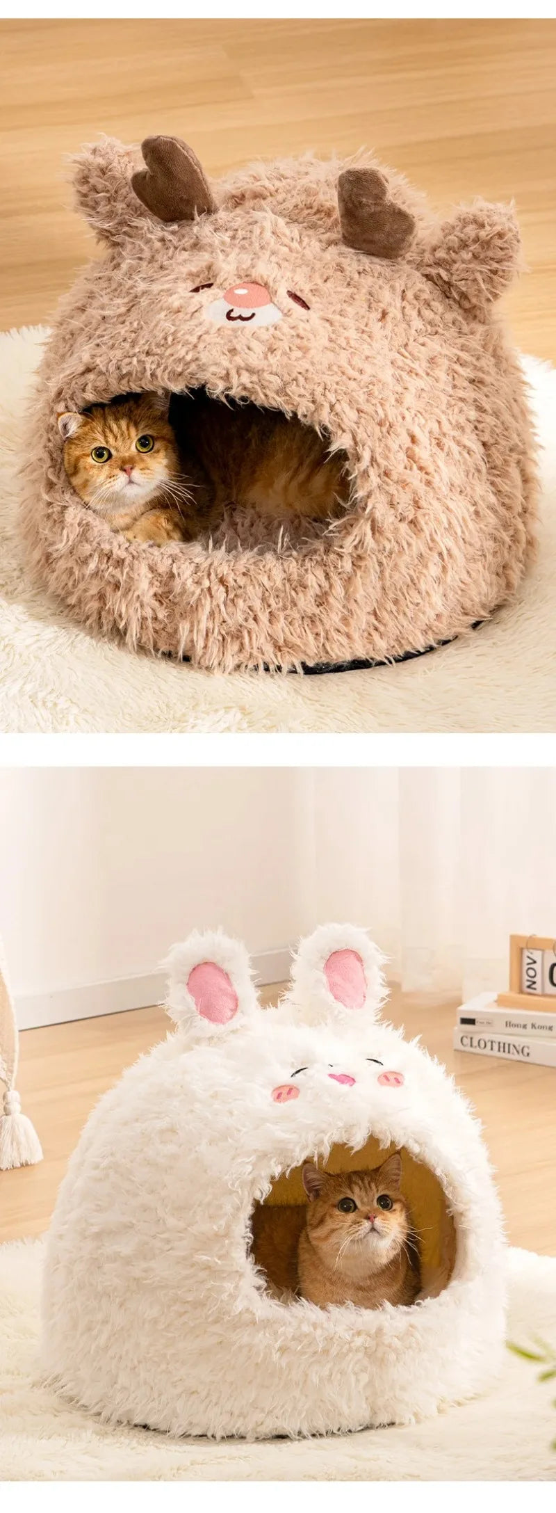 Cama antiestrés tipo cueva. Los gatos necesitan espacios cerrados para sentirse seguros, esta cama recrea ese entorno natural.