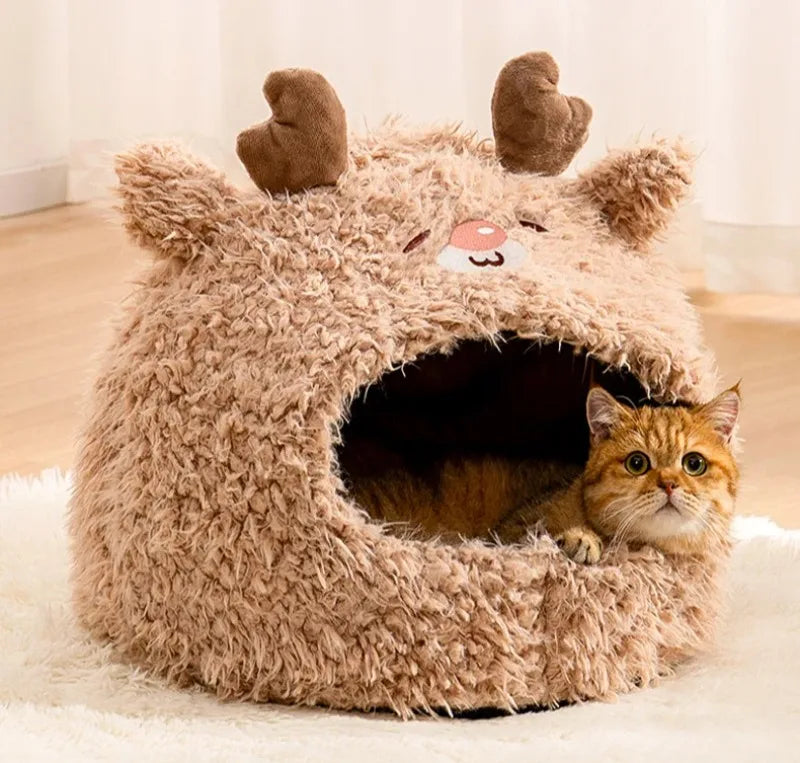 Cama antiestrés tipo cueva. Los gatos necesitan espacios cerrados para sentirse seguros, esta cama recrea ese entorno natural.