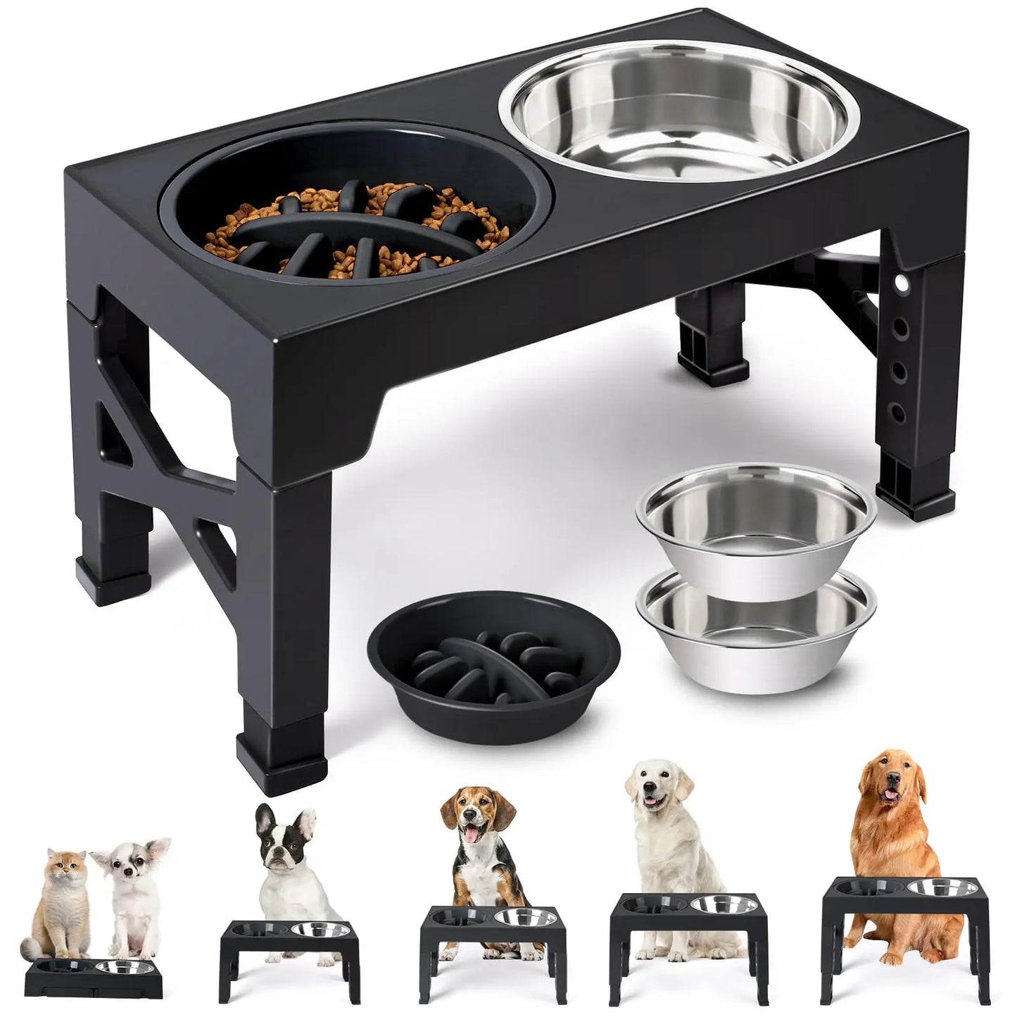 Comedero elevado para perros con soporte ajustable. Mejora la salud articular y la digestión de tu mascota.