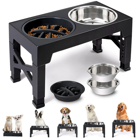 Comedero elevado para perros con soporte ajustable. Mejora la salud articular y la digestión de tu mascota.