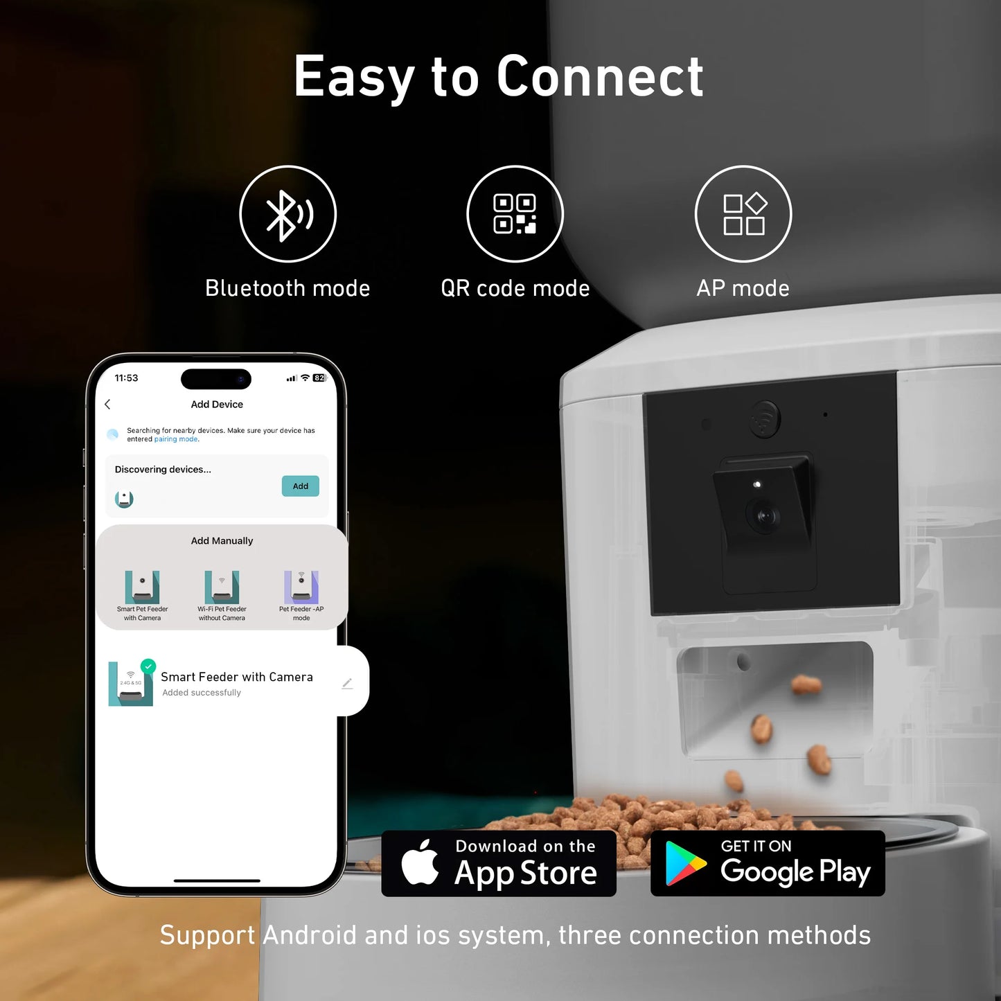 Comedero automático para perros y gatos de 8 litros con cámara de vídeo 1080p y WiFi 5G. Administra las comidas de tu mascota.