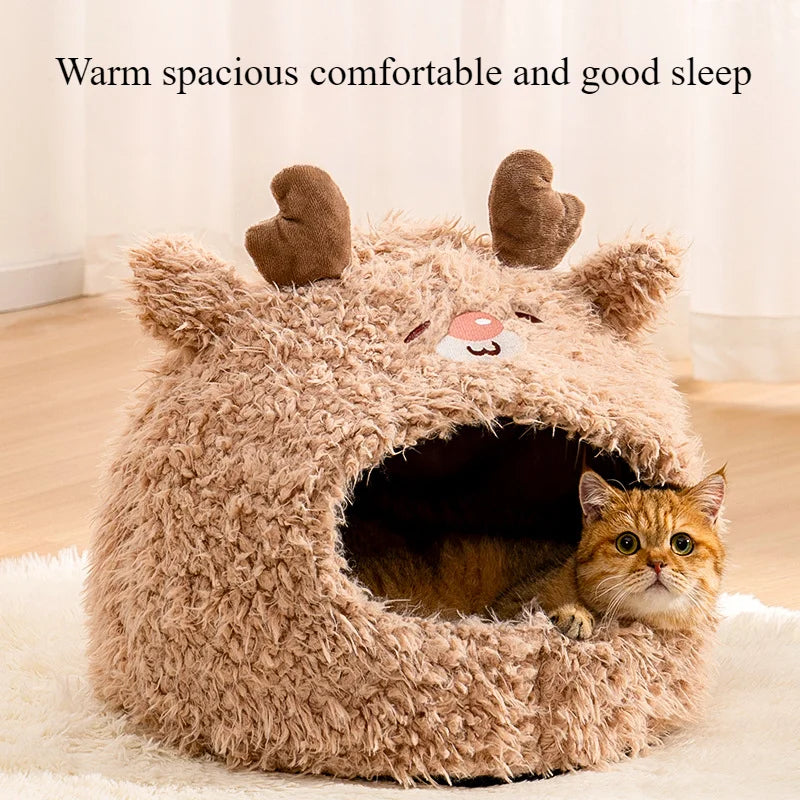 Cama antiestrés tipo cueva. Los gatos necesitan espacios cerrados para sentirse seguros, esta cama recrea ese entorno natural.