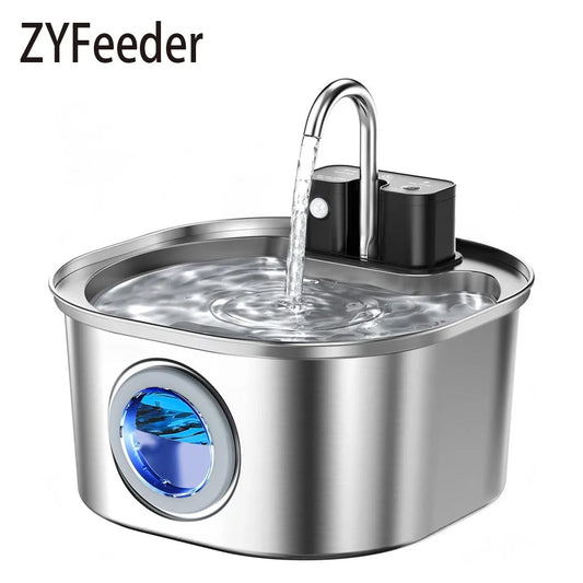 Bebedero inalámbrico con sensor de 3,2 L para perros y gatos, de acero inoxidable. Promueve la hidratación de tu mascota al tener agua continuamente.